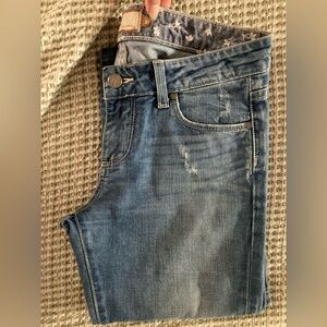 Paige low rise flared jeans.